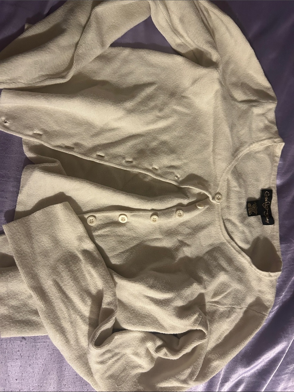 Cream Button-Front Women's Cardigan Sweater